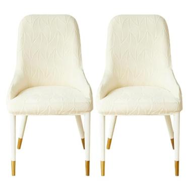 Imagem de Capa Elástica para Cadeira com Encosto Alto Capas para Cadeiras de Jantar com Encosto Curvo e Braços Baixos Para Decoração de Sala de Estar e Jantar,Beige,2pcs