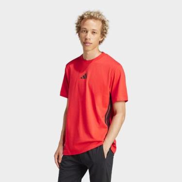 Imagem de Camiseta Adidas 3 Listras Stretch Masculina, Vermelho, M