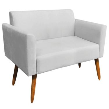 Imagem de Poltrona Namoradeira Isabella Pés Palito Madeira Suede Cinza