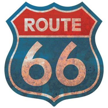 Imagem de Placa Decorativos Mdf 38x36 Route 66 Rota 66 Azul Aço