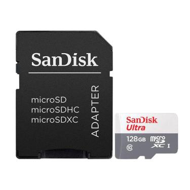 Imagem de Cartão De Memória Micro Sd Sandisk Ultra 128gb, Classe 10, C/adaptador - Sdsqunr-128g-gn3ma