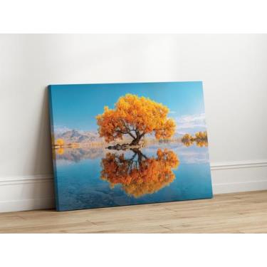 Imagem de Quadros Decorativos para Sala Quarto Paisagem Árvore Isolada 40x60 Lin