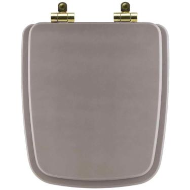 Imagem de Assento Sanitário Poliéster Soft Close Boss Stone (cinza Fosco) Para Vaso Incepa Com Ferragem Dourada
