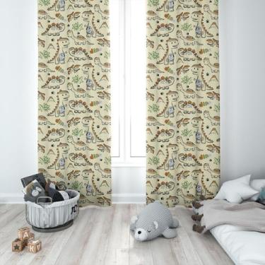 Imagem de Cortina Tecido Oxford Quarto Infantil Dinossauros Patinhas - 140x220cm