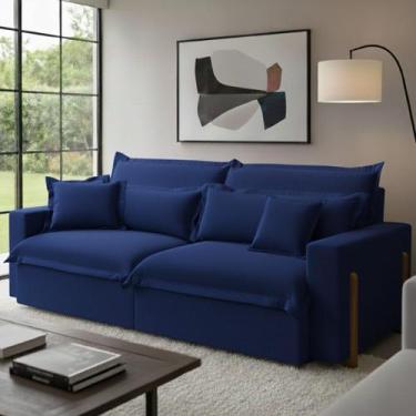 Imagem de Sofá Cama, Retrátil e Reclinável Dubai, Tecido Linho, Molas Ensacadas,