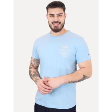 Imagem de Camiseta Tommy Hilfiger Masculina Inverse Climate Tee Logo Azul Claro-Masculino