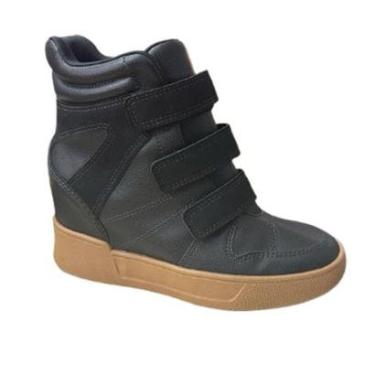 Imagem de Tenis Salto Sneaker Ramarim Plataforma Embutido 2591202 Velcro Preto-Feminino