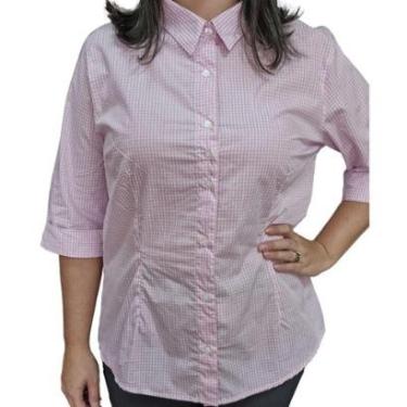 Imagem de Camisa Xadrez 782 Feminina Manga 3/4 Algodão 100%-Feminino
