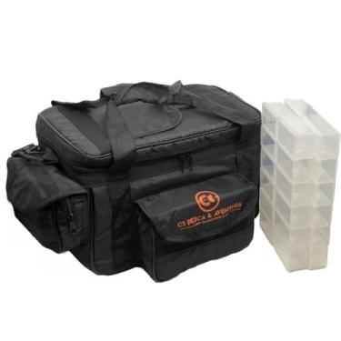 Imagem de Bolsa de pesca apetrechos c3 fishing - c/ 2 estojos - alta qualidade -