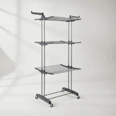 Imagem de Varal de chão dobrável 3 níveis multi andares com cabideiro - GLOBALMI