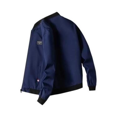 Imagem de Jaqueta Masculina Corta-Vento Com Zíper, Cor Sólida, Estilo Casual Par