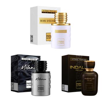 Imagem de Kit 3 Perfumes Masculinos Paris Elysees 100ml – Bois d’Élysées, Metamen e Indalo Eau de Parfum