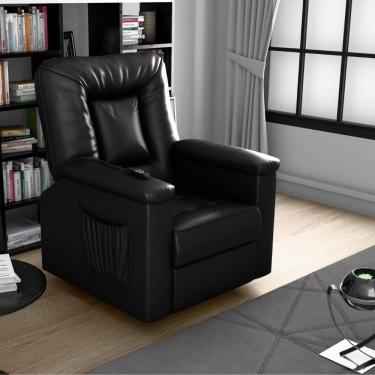 Imagem de Poltrona Elétrica Reclinável Roma Couro Sintético Preto Mais de Casa