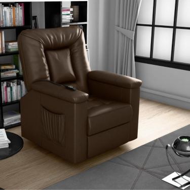 Imagem de Poltrona Reclinável Elétrica Milão Couro Sintético Marrom Casa H