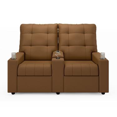 Imagem de Poltrona Reclinável 2 Lugares Parma FH1 Couro Sintético Apoio para os Pés Caramelo D'Rossi