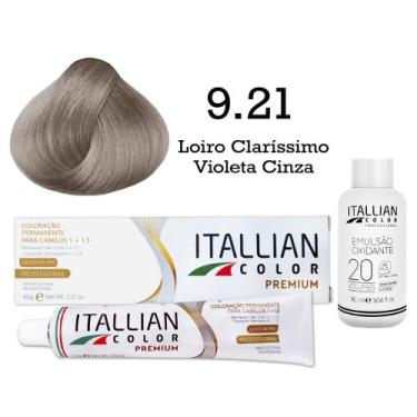 Imagem de Coloração 9.21 Louro Claríssimo Violeta Cinza + Oxi 20 Vol  Itallian C