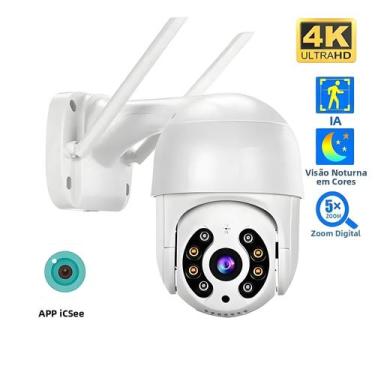 Imagem de Câmera IP Wi-Fi 4K 8MP Sem Fio Para Exterior, Câmera De Vigilância PTZ