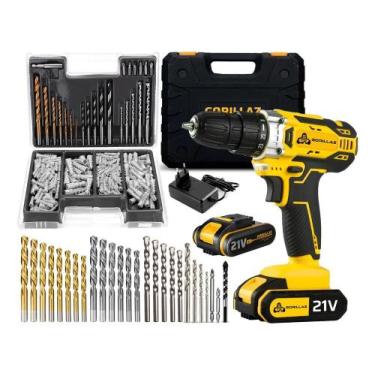 Imagem de Parafusadeira Furadeira Sem Fio Gorillaz 21V 2 Baterias Mand - Congrat