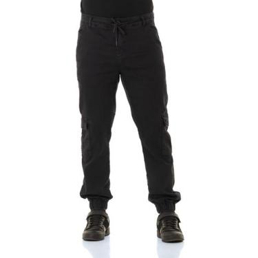 Imagem de Calça Jeans Masculina Arauto Jogger Cargo Black, Preto marmorizado, 42