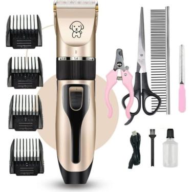 Imagem de Kit Máquina de Tosa para Pet OEM Profissional para Cachorro e Gato Rosa Bivolt 110V 220...