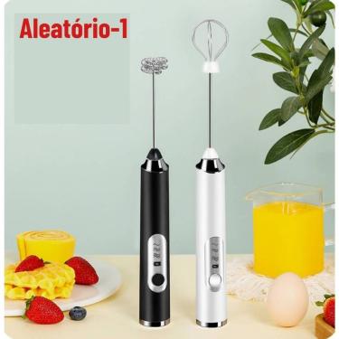 Imagem de Mixer Elétrico Portátil Recarregável de Mão OEM 3 Velocidades Preto 110V para Claras de Ovos Leite e Café