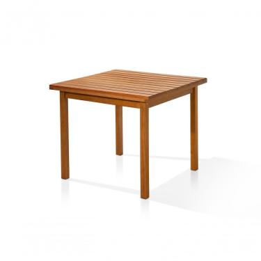 Imagem de Mesa de Jantar Mariah Quadrada Madeira Maciça de Pinus Ripada 90CM X 90CM Castanho Envernizado