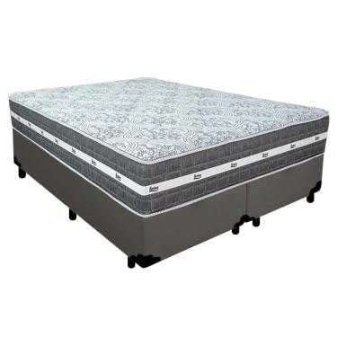 Imagem de Cama Box Casal Bipartido Sintético + Colchão Anjos Black Graphite Molas Ensacadas 138x1...