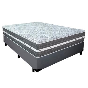 Imagem de Cama Box Casal Sintético + Colchão Anjos Black Graphite Molas Ensacadas 138x188x64cm Co...