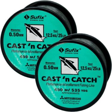 Imagem de Kit 6 Linhas de Pesca Monofilamento 0 e 50 mm 12 e 5 kg 490 m Alta Resistência Verde Ot...