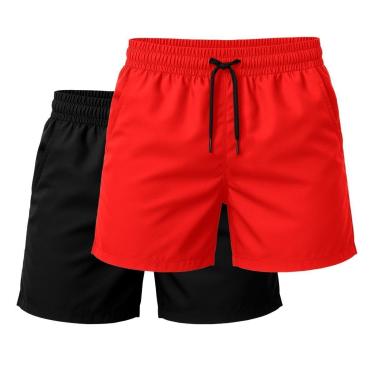 Imagem de Kit 2 Short Tactel Leve Praia Liso Bermuda Masculina-Masculino