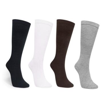Imagem de Meia Feminina 3/4 Adulto Selene Algodao com Elastano, 34-39, Branco