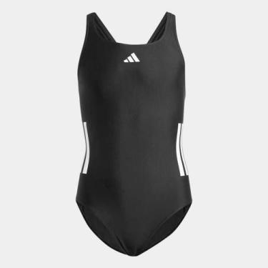 Imagem de Maiô Adidas 3 Listras, Preto, Branco, 13/14A