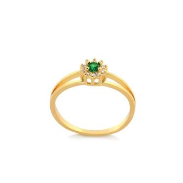 Imagem de Anel De Formatura Feminino Verde Esmeralda Banhado A Ouro - Radhau Joi