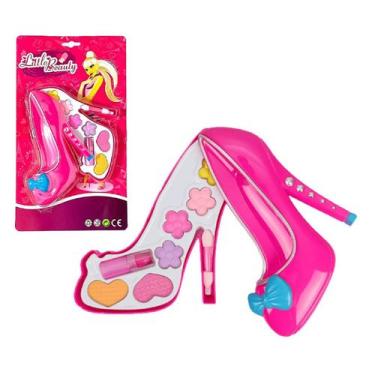 Imagem de Maquiagem Boneca Infantil Pincel Sombra Batom Criança Kit Maquiagem Be