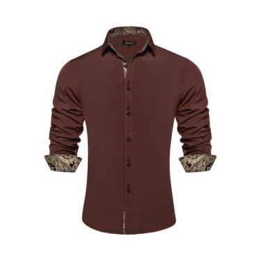 Imagem de Camisa Masculina Preta De Manga Longa Em Poliéster E Algodão Com Estam