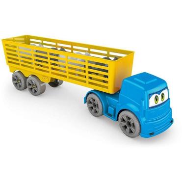 Imagem de Brinquedo Caminhão Carreta Boiadeiro II REF 225 com 4 Bois Plástico GGB Plast