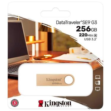 Imagem de Pendrive Kingston Datatraveler SE9 G3 256GB USB 3.2 Metal Dourado