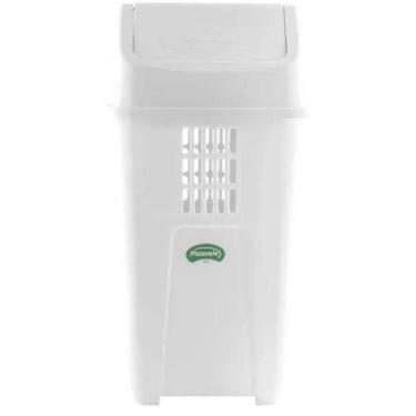 Imagem de Cesto com Tampa Basculante 50L Polipropileno Branco Plasvale