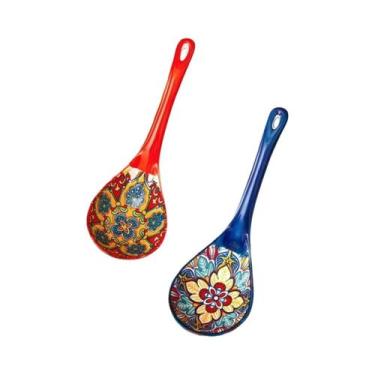 Imagem de Conjunto de 2 colheres de servir de cerâmica boêmia - utensílios decor