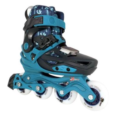 Imagem de Patins Infantil Inline Traxart XLight LED Ajustável Hardboot ABEC9 Azu
