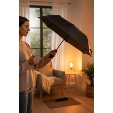 Imagem de Guarda-Chuva Dobrável Preto 53 cm ISTOK Compacto e Portátil
