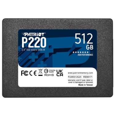 Imagem de SSD Patriot P220 512GB, SATA III 6GB/s, Leitura até 550 MB/s, Gravação