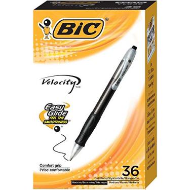Imagem de BIC Caneta esferográfica retrátil Velocity, ponta média (1,0 mm), preta, 36 unidades - pacote com 12