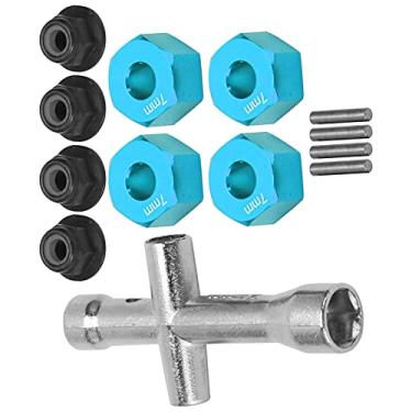Imagem de Adaptador de cubo de roda de 12 mm para carro RC 1/10, ambientalmente amigável anti-abrasão e anti-desgaste Adaptador de cubo de roda hexagonal RC de 12 mm para carro 1/10 de RC(azul)