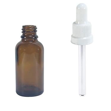 Imagem de Frasco de Vidro Âmbar 30ml conta gotas (20 Peças) Cor:Branco