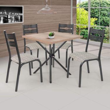 Imagem de Conjunto de Mesa com 4 Cadeiras Luna Clássica Ciplafe Craqueado Preto/Junco Manteiga