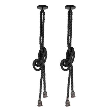 Imagem de Kit com 2 Lustres Pendentes Corda para 2 Lâmpadas E27 Chumbo Bivolt