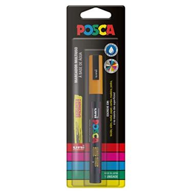 Imagem de POSCA, UNI, Caneta Marcador PC-3M, Ponta Fine, traço de 0,9mm a 1,3mm, Amarelo Bright, Blister com 1 Unidade