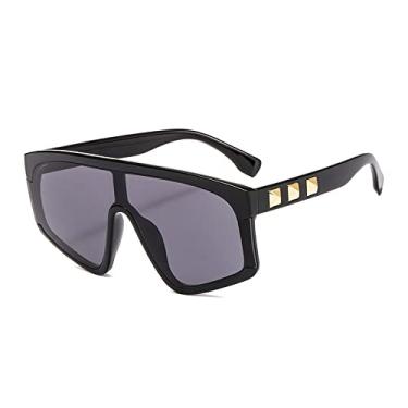 Imagem de Óculos de sol de uma peça de perna de rebite para mulheres gradiente rosa preto óculos de sol feminino uv400 plano masculino óculos de sol armação grande, 1, china