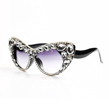 Imagem de Óculos de sol grande tamanho olho de gato diamante feminino designer de luxo cristal óculos de sol sexy para senhoras óculos femininos, c2, z
